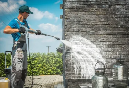 depositphotos 245511002 stock photo brick house wall pressure washing